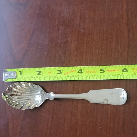 Vintage Brazil Silver Shell Sugar Spoon 6.25" Ornate Design Serving Utensil - Picture 6 of 6